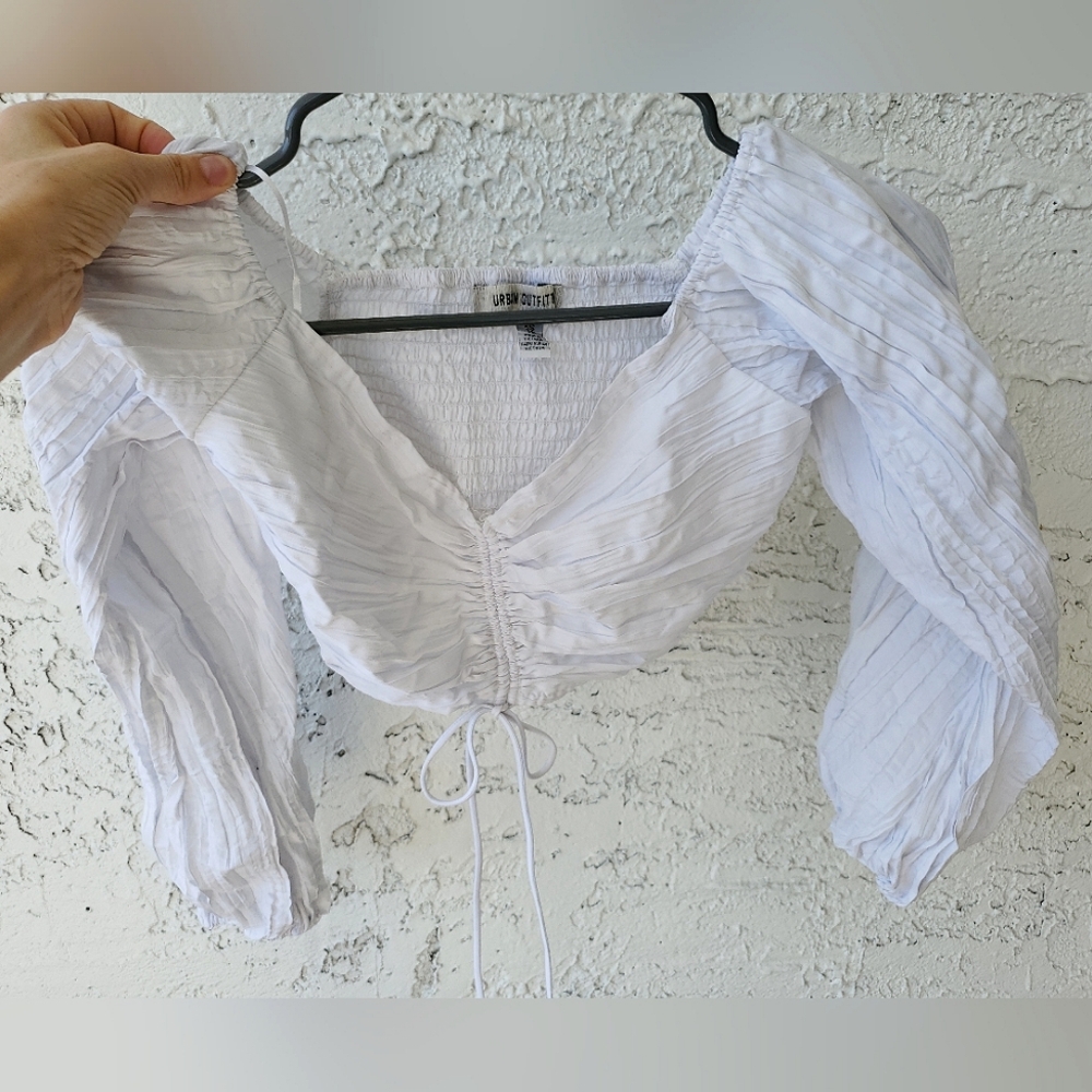 Urban Outfitters White Ruched Hippie Crop Top
